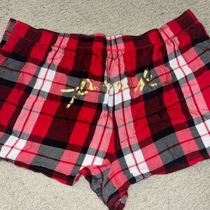 Victoria’s Secret PINK Red Plaid Boxer Sleep Shorts Sz XL